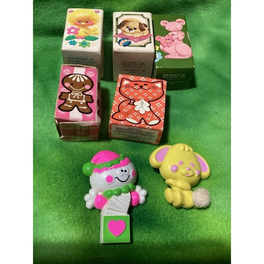 Vintage Avon 16 Novelty Jewelry Pin Pals Boxed & Unboxed 7 Fragrance Glacé Empty